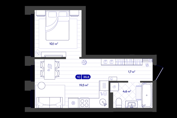 
  Продается 1-комн. квартира 35.82 м², в ЖК Баланс, 4 очередь. Фото 1.