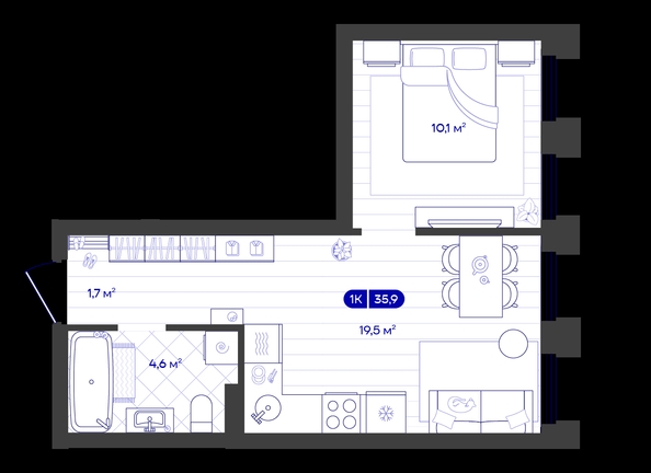 
  Продается 1-комн. квартира 35.9 м², в ЖК Баланс, 4 очередь. Фото 1.