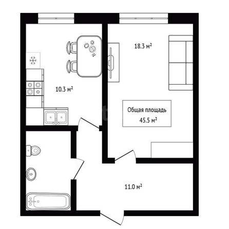 
  Продается 1-комн. квартира 45.5 м². Фото 11.