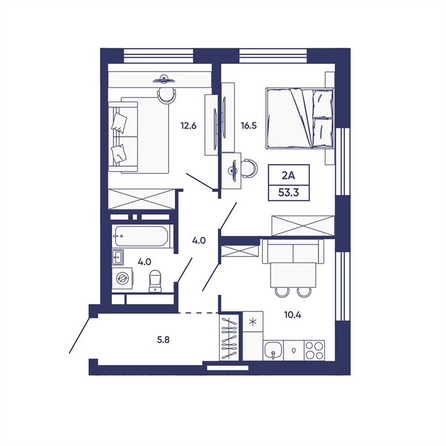 
  Продается 2-комн. квартира 53.3 м², в ЖК Сподвижники, дом 2. Фото 1.