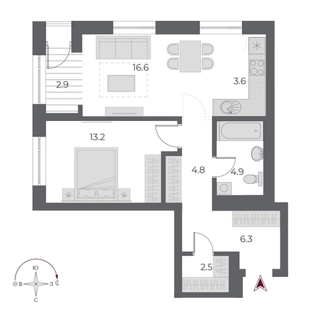 
  Продается 2-комн. квартира 54.6 м², в ЖК ОСКАР, дом 1. Фото 1.