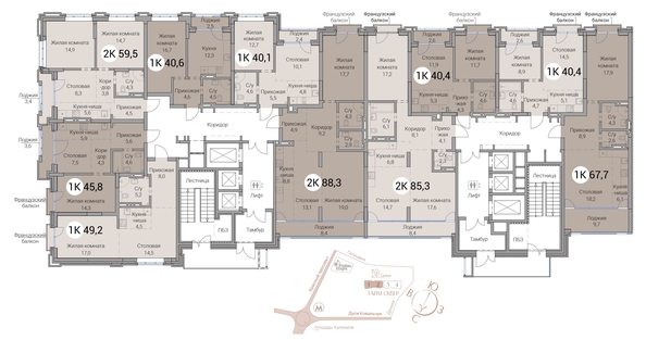 
  Продается 3-комн. квартира 88.3 м², в ЖК Тайм Сквер. Фото 19.