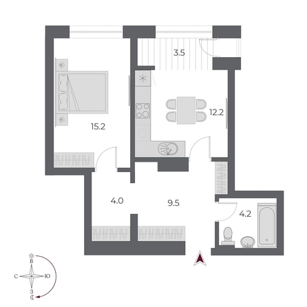 
   Продам 1-комнатную, 48.6 м², ОСКАР, дом 1

. Фото 2.