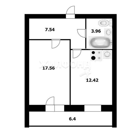 
   Продам 1-комнатную, 41.1 м², Юности ул, 5

. Фото 6.