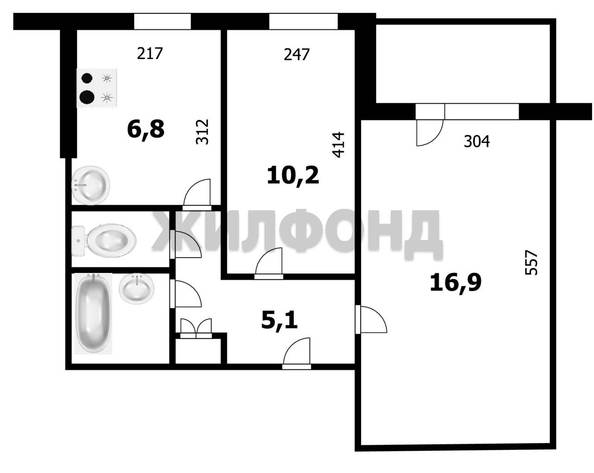 
   Продам 2-комнатную, 43.1 м², Котовского ул, 50

. Фото 16.
