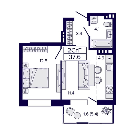 
   Продам 2-комнатную, 37.6 м², Luna (Луна)

. Фото 26.