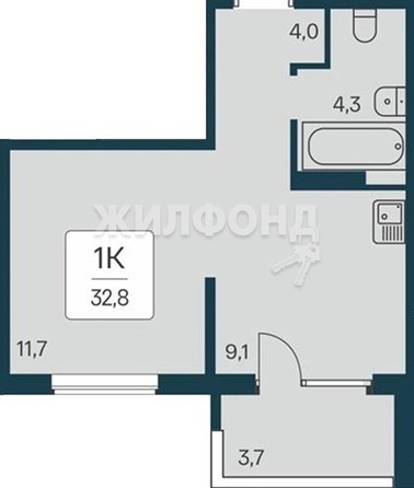 
   Продам 1-комнатную, 32.8 м², Квартал на Игарской, дом 3 пан сек 2

. Фото 1.