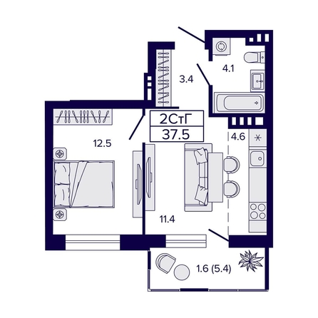 
   Продам 2-комнатную, 37.5 м², Luna (Луна)

. Фото 26.