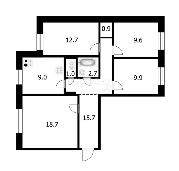 
   Продам 4-комнатную, 80.2 м², В. Высоцкого ул, 5

. Фото 11.