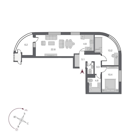 
   Продам 3-комнатную, 69.1 м², Прибрежная  ул, 6

. Фото 2.