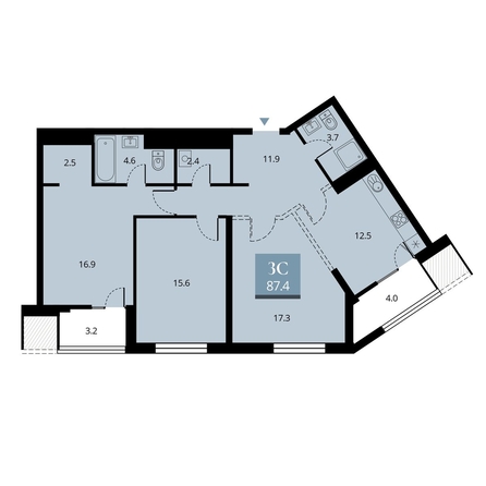 
   Продам 3-комнатную, 91 м², Беринг, дом 2

. Фото 1.