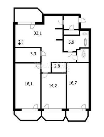 
   Продам 4-комнатную, 93.5 м², Нижегородская ул, 24/1

. Фото 9.