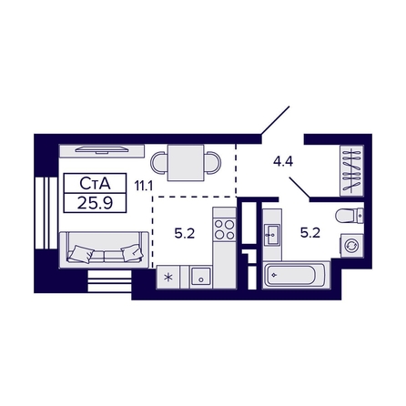 
   Продам студию, 25.9 м², Citatum (Цитатум)

. Фото 1.