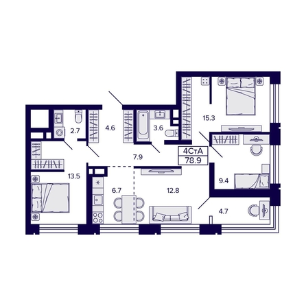 
   Продам 4-комнатную, 78.9 м², Citatum (Цитатум)

. Фото 1.