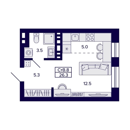 
   Продам студию, 26.3 м², Сподвижники

. Фото 2.