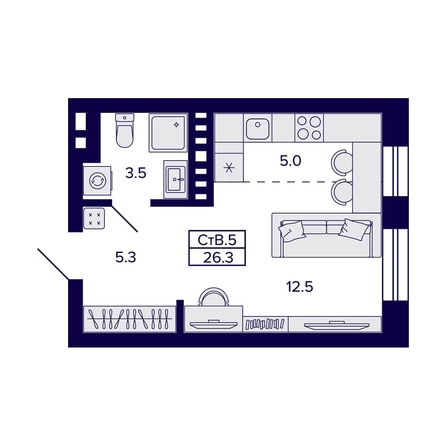 
   Продам студию, 26.3 м², Сподвижники

. Фото 5.