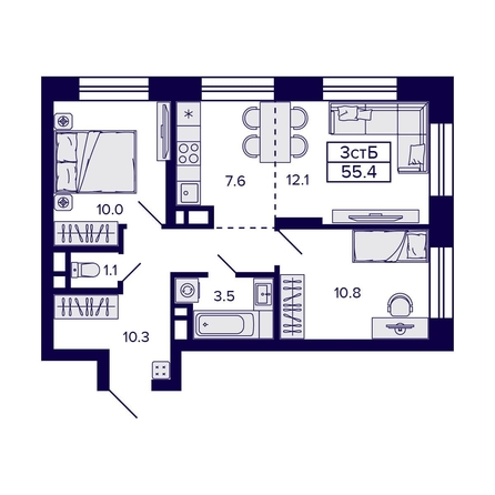 
   Продам 3-комнатную, 55.4 м², Citatum (Цитатум)

. Фото 1.