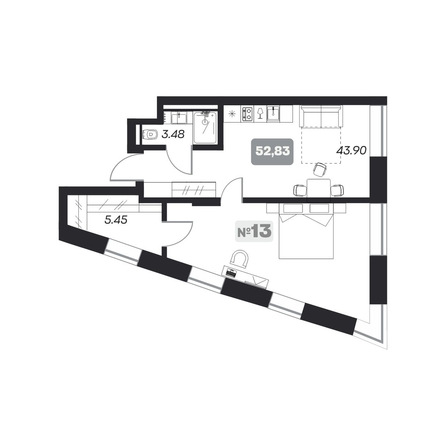 
   Продам 2-комнатный апартамент, 52.83 м², АЭРОН, секция А

. Фото 8.