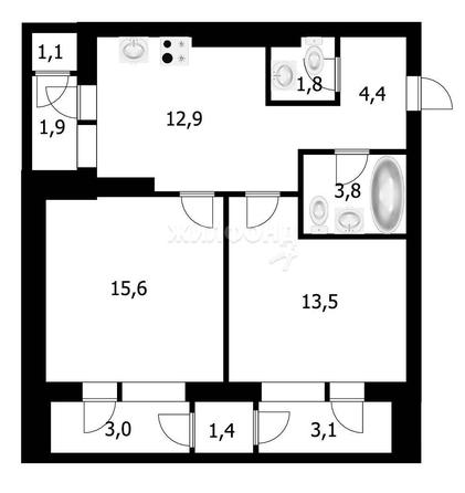 
   Продам 2-комнатную, 52 м², Аэропорт ул, 49/1

. Фото 27.