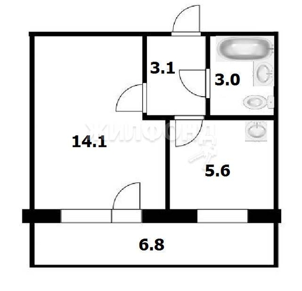 
   Продам 1-комнатную, 25.7 м², Дмитрия Шмонина ул, 4

. Фото 14.