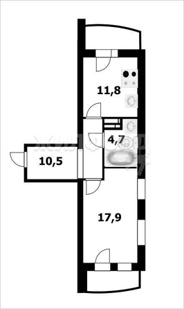 
   Продам 1-комнатную, 44.9 м², Ельцовская ул, 6/4

. Фото 1.