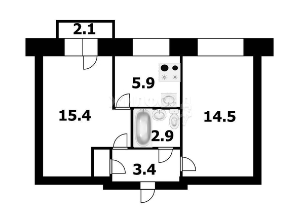 
   Продам 2-комнатную, 43.9 м², Танкистов ул, 7

. Фото 1.