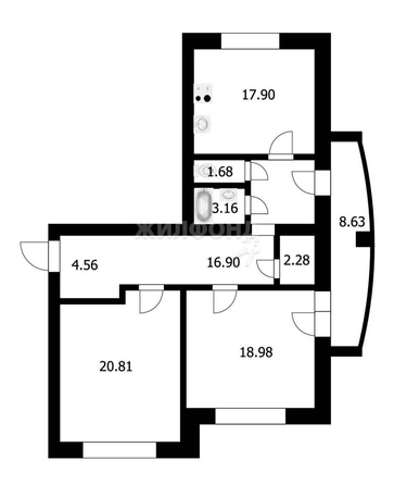 
   Продам 2-комнатную, 85.8 м², 2-й (4 мкр.) кв-л, 227

. Фото 18.