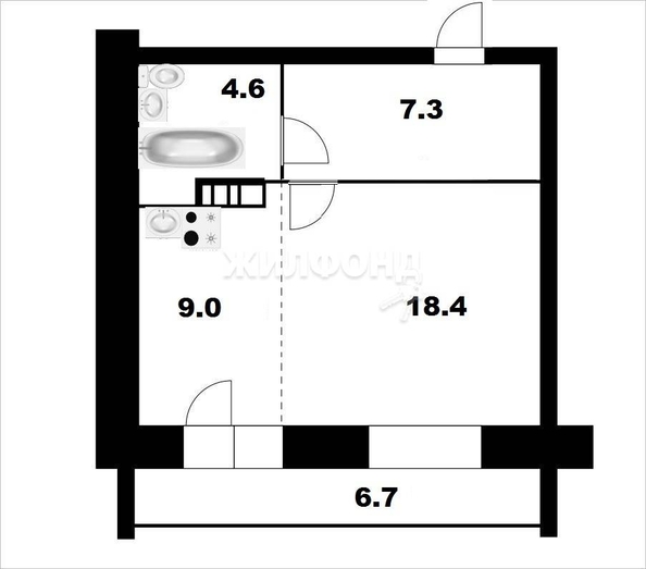 
   Продам 1-комнатную, 39.2 м², Бронная ул, 22

. Фото 2.