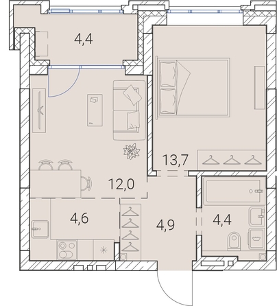 
   Продам 1-комнатную, 44 м², Тайм Сквер

. Фото 37.