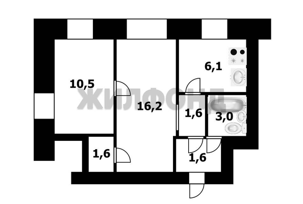 
   Продам 2-комнатную, 41.3 м², Республиканская ул, 5а

. Фото 14.