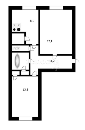 
   Продам 2-комнатную, 56.2 м², Серебренниковская ул, 4

. Фото 2.