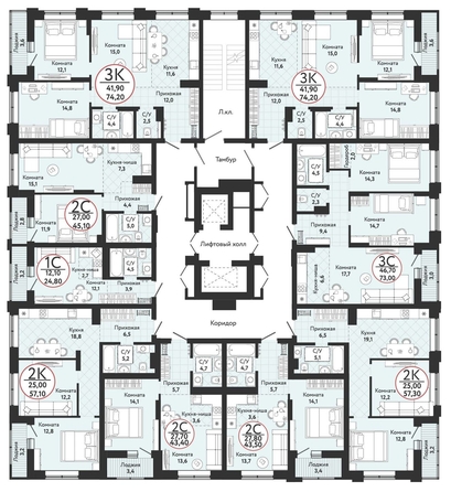 
   Продам 3-комнатную, 73 м², Одоевский, дом 3

. Фото 1.