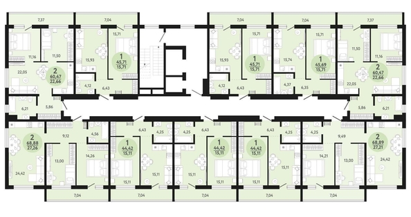 
   Продам 1-комнатную, 45.71 м², Новый парк, дом 3

. Фото 1.