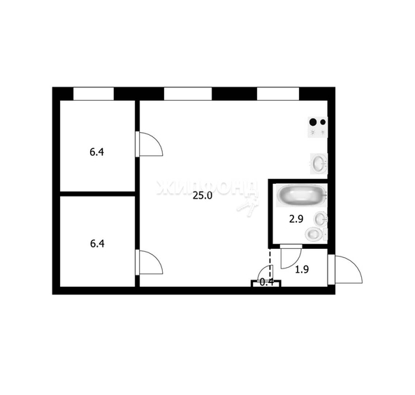 
   Продам 2-комнатную, 42 м², Молодежи б-р, 20

. Фото 3.