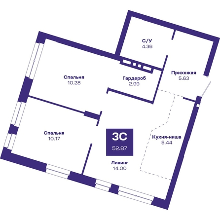 
  Продается 3-комн. квартира, 52.87 м², ЖК Базилик, дом 2
. Фото 3.