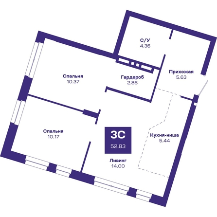 
  Продается 3-комн. квартира, 52.83 м², ЖК Базилик, дом 2
. Фото 3.