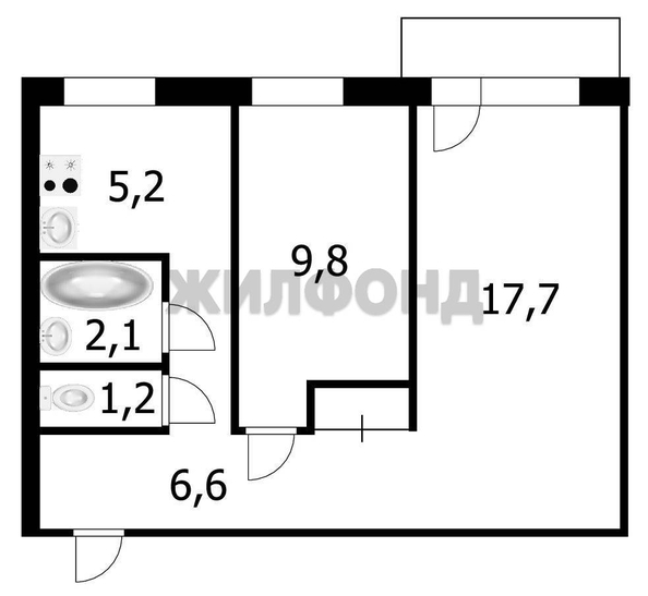 
   Продам 2-комнатную, 43.3 м², Красный пр-кт, 70

. Фото 10.