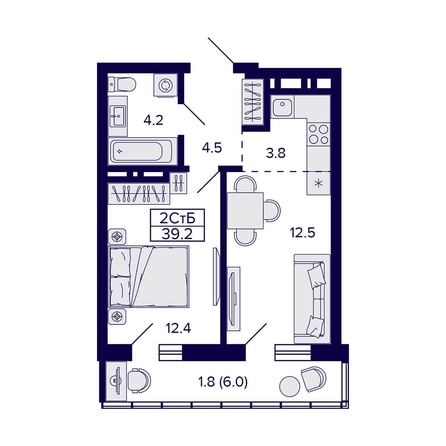 
   Продам 2-комнатную, 39.2 м², Grando (Грандо)

. Фото 1.