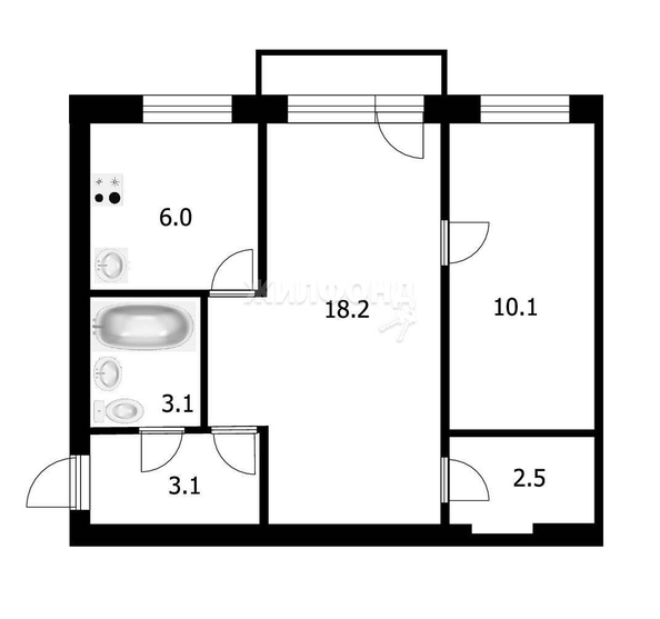 
   Продам 2-комнатную, 43 м², Софийская ул, 5

. Фото 1.