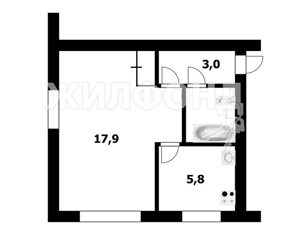 
   Продам 1-комнатную, 30.2 м², М.Горького ул, 10

. Фото 16.