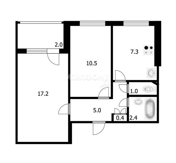 
   Продам 2-комнатную, 45.8 м², Саввы Кожевникова ул, 19

. Фото 19.