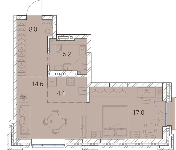 
   Продам 1-комнатную, 49.2 м², Тайм Сквер

. Фото 19.