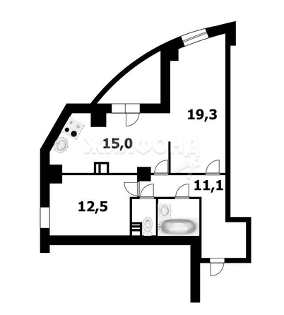 
   Продам 2-комнатную, 63.1 м², Галущака ул, 15

. Фото 2.