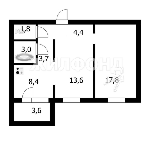 
   Продам 2-комнатную, 52.2 м², Александра Чистякова ул, 22/1

. Фото 15.