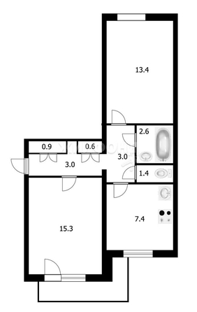 
   Продам 2-комнатную, 47.6 м², Краснообск, 35

. Фото 13.