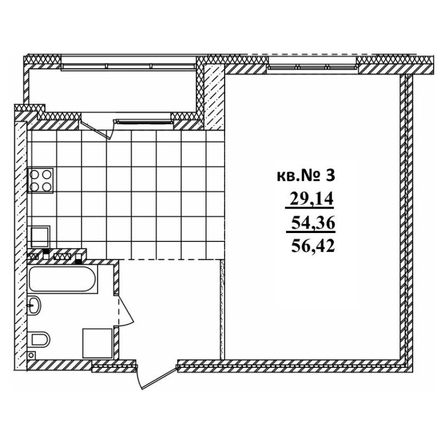 
   Продам студию, 56.42 м²,  Римский квартал, 2 очередь

. Фото 1.