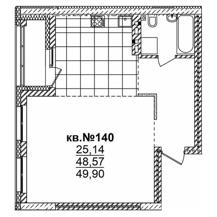 
   Продам студию, 49.9 м²,  Римский квартал, 2 очередь

. Фото 1.