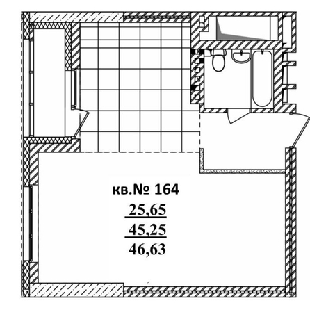 
   Продам студию, 46.63 м²,  Римский квартал, 2 очередь

. Фото 1.