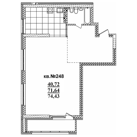 
   Продам 2-комнатную, 77.36 м²,  Римский квартал, 2 очередь

. Фото 2.