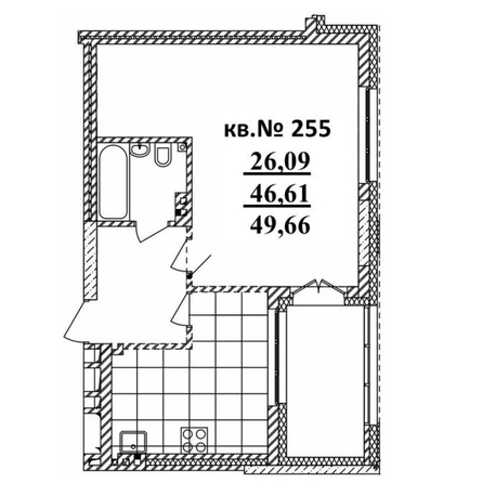 
   Продам студию, 49.66 м²,  Римский квартал, 2 очередь

. Фото 1.